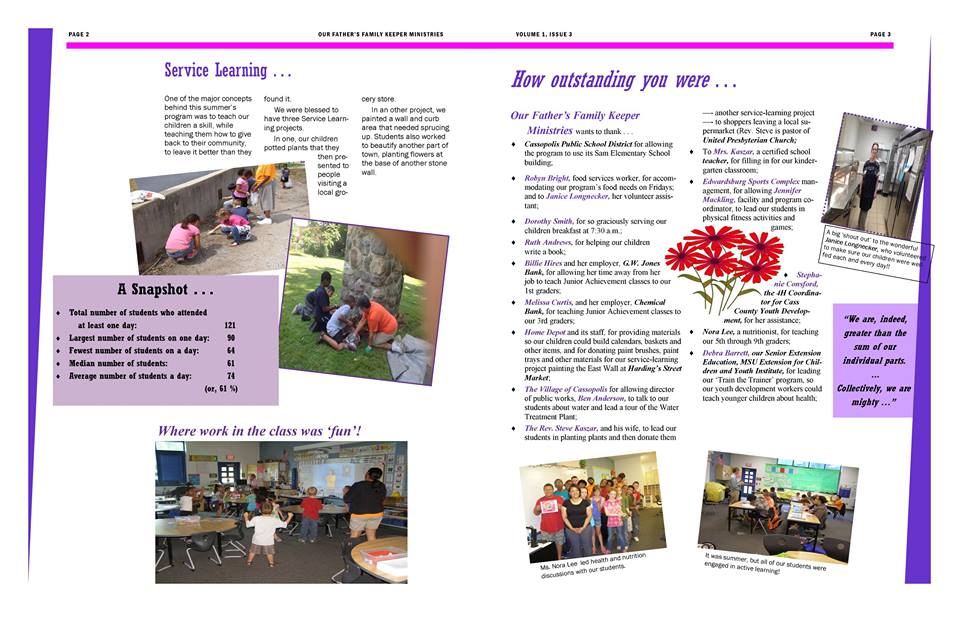 Middle pages of September 2015 OFFKM newsletter